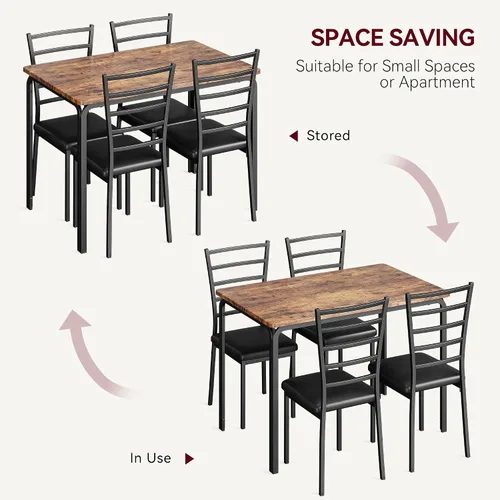 Vista 9 de Juego de mesa de comedor para 4, mesa de cocina y sillas para 4, juego de mesa de comedor de cocina de 5 piezas, mesa de comedor rectangular moderna