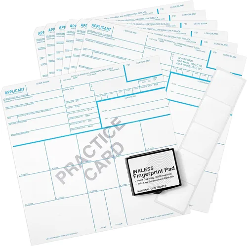 Vista 7 de National Gun Trusts - Fabricado en Estados Unidos - Kit completo de tarjetas de huellas dactilares FD-258 2026 (6 tarjetas + 1 tarjeta de práctica)
