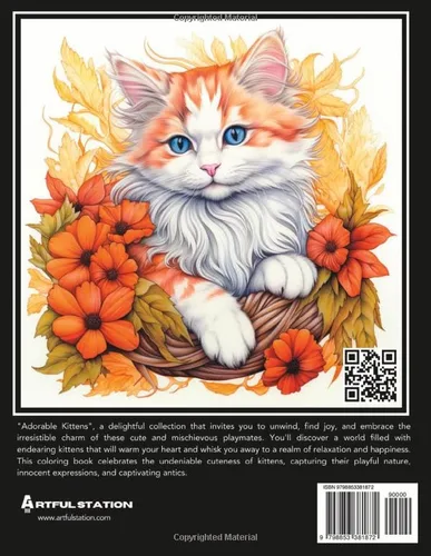 Vista 2 de Adorable Kittens Adult Coloring Book for Relaxation with Cute Kitties and Your Favorite Feline Companions