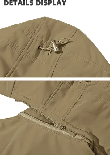 Vista 5 de TACVASEN Chaqueta atlética para mujer, impermeable, rompevientos, forro polar, softshell, abrigo de esquí de nieve con capucha