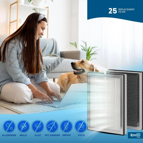 Vista 5 de 25 filtros de repuesto para 25 purificadores de aire S1/W1/B1, filtro de carbón activado H13 True HEPA 3 en 1, paquete de 2 filtros