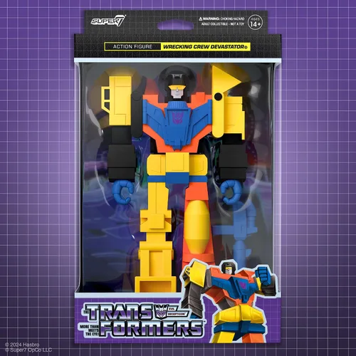 Vista 7 de Super7 Transformers Wrecking Crew Devastator - Figura de acción de Transformers de 3.75 pulgadas con accesorio, coleccionables clásicos de dibujos