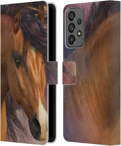 Vista 345 de Head Case Designs Officially Licensed Laurie Prindle A Morgan Christmas Western Stallion Leather Wallet Case Compatible with Samsung Galaxy A07 4G