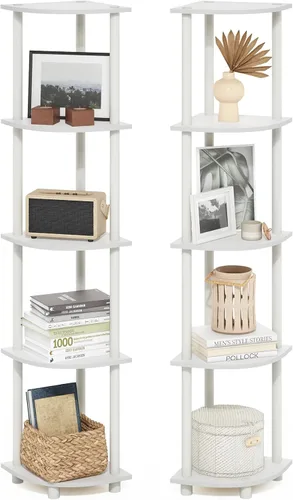 Vista 29 de Furinno Turn-N-Tube Organizador de encimera de cocina, estante organizador de encimera de esquina de 2 niveles, estante esquinero, para cocina