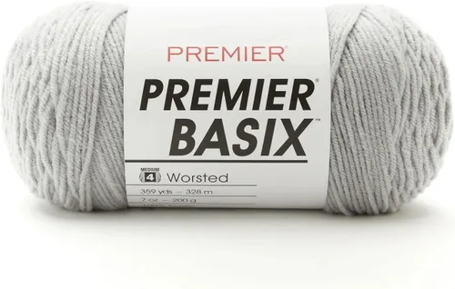 Vista 41 de Premier Yarns Basix, hilo de estambre sólido, hecho de acrílico, hilo ideal para ganchillo y tejido, color blanco, 359 yardas