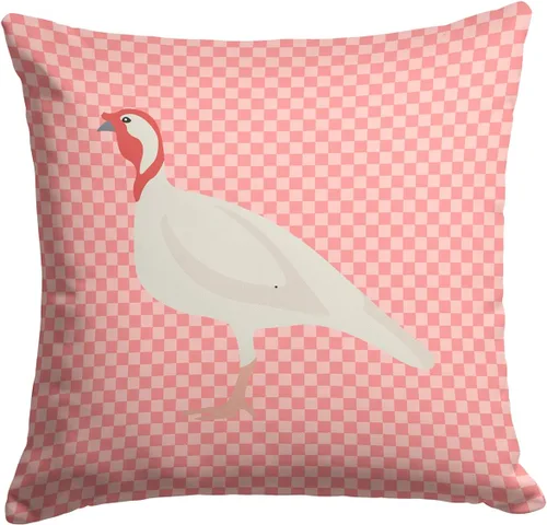 Vista 21 de Caroline's Treasures BB8163PW1414 Beltsville - Almohada decorativa de tela a cuadros pequeños, color blanco, pavo y gallina azul, lavable a máquina