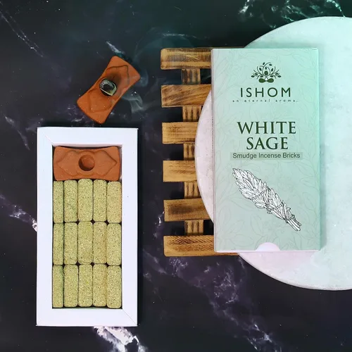 Vista 9 de Smudge - Juego de 45 ladrillos de incienso, Palo Santo, salvia blanca, sandalias Oudh para limpieza de energía negativa y protección, aromaterapia