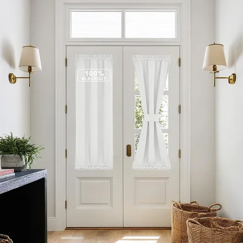 Vista 29 de NICETOWN Cortinas de Lino para Puerta Lateral - Cortinas Opacas con Aislamiento Térmico para Puerta Delantera Francesa para Sombra Pequeña