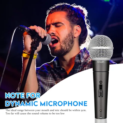 Vista 6 de Perrycom Micrófono vocal dinámico profesional con interruptor de encendido y apagado, micrófono de metal cardioide de mano para cantar, compatible