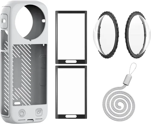 Vista 6 de Insta 360 X4 Lens Guards - Funda de silicona y protectores de pantalla compatibles con Insta360 X4