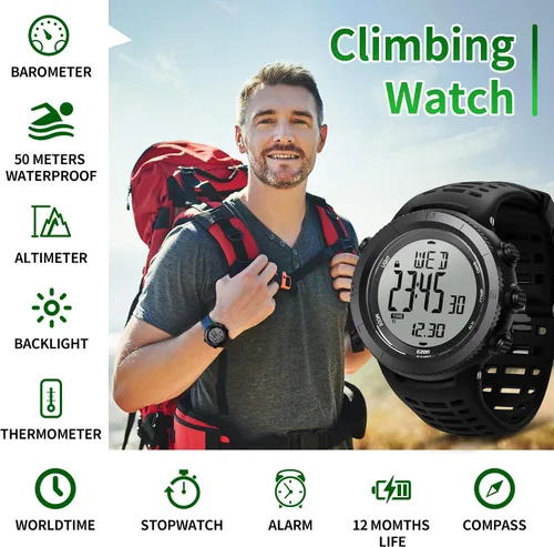 Vista 2 de EZON H001 Military Digital Watch for Men, Tactical Outdoor Adventure Watch with Altimeter, Barometer, Compass, Thermometer, SunriseSunset, Timer
