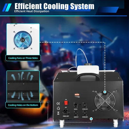 Vista 2 de Máquina de niebla de humo bajo de 3000 W, nebulizador de escenario, máquina de humo de piso para escenario de club, boda, teatro, negro, crea una