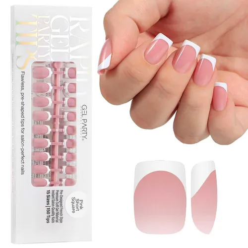 Vista 20 de GELPARTY - Puntas de uñas francesas X-Nude Short Almond, 150 unidades, 15 Desnudo