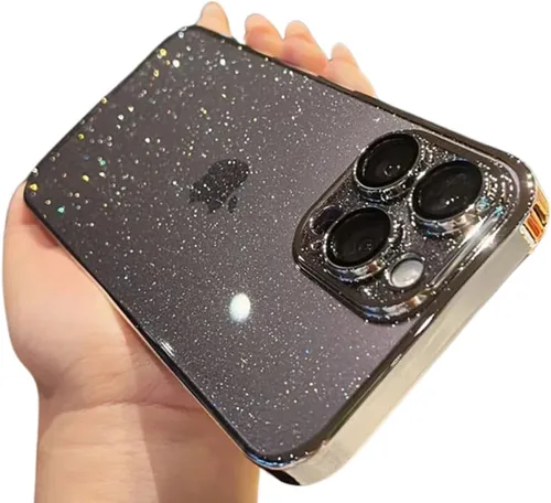 Vista 9 de Casechics Funda compatible con iPhone, marco electrochapado con purpurina, protección para el lente de la cámara, suave a prueba de golpes