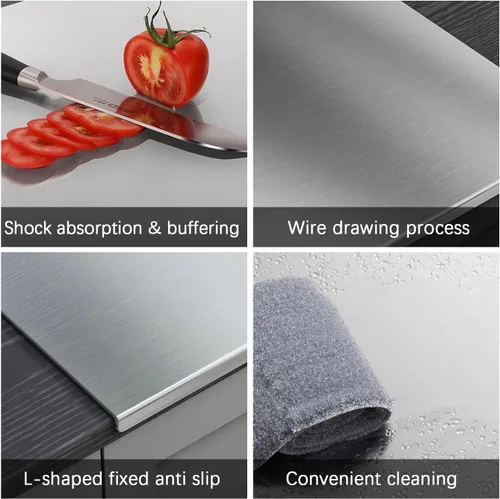 Vista 5 de Tablas de cortar de acero inoxidable 316 para cocina, tablas de cortar de acero inoxidable con labio, tablas de cortar de acero adecuadas