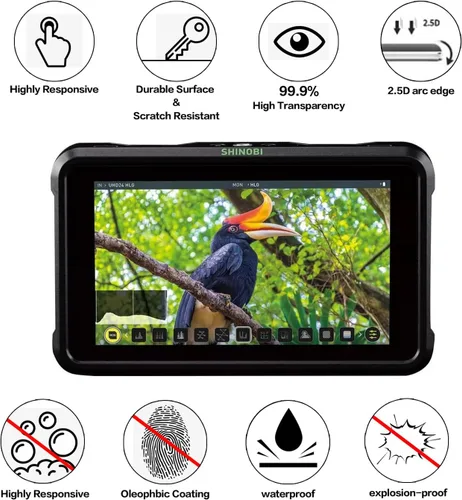 Vista 2 de Protector de pantalla para Atomos Shinobi 5 pulgadas SDI 4K HDMI Camera Monitor, Protector de pantalla de película templada para Atomos Shinobi 5