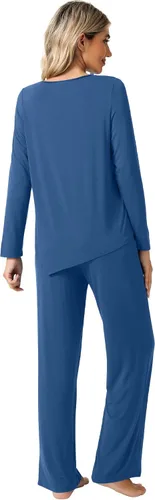 Vista 2 de WiWi Bamboo Pajamas Set for Women Soft Long Sleeve Pj Sleepwear Knit Jammies Pants Lounge Sets Loungewear S-XXL