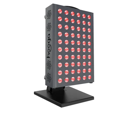 Vista 2 de Hooga Panel de terapia de luz roja para cara y cuerpo, luz LED roja e infrarroja cercana con temporizador y soporte, 60 LED de bajo nivel de alta