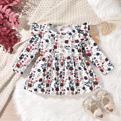 Vista 4 de HINTINA Conjunto de ropa de 2 piezas para niña pequeña con volantes y manga larga