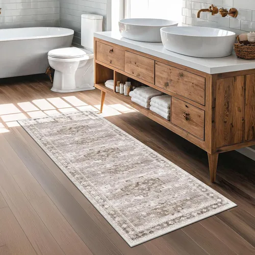 Vista 97 de Hazo Haus – Alfombra pequeña para entrada, cocina o baño, antideslizante con base de goma, resistente a las manchas y a la decoloración, diseño
