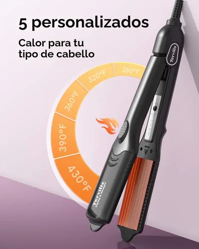 Vista 6 de Terviiix Rizadora de Cabello para Mujeres con 4 Placas Intercambiables, Rizadora para Cabello con Infusión de Queratina y Aceite de Argán, Rizadora