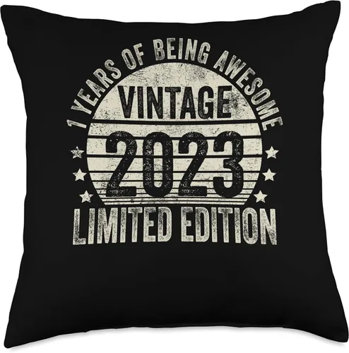 Vista 4 de Retro 1st Birthday Gifts Girls Boys Throw Pillow