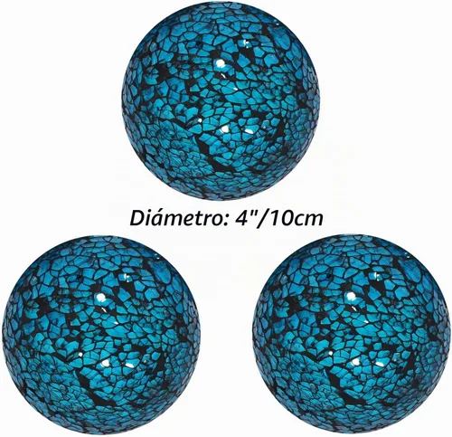 Vista 2 de Kunjocy 3 piezas de orbes de vidrio decorativas de 4 pulgadas, bolas de esfera de mosaico de vidrio, bolas de centro de mesa para tazones, jarrones