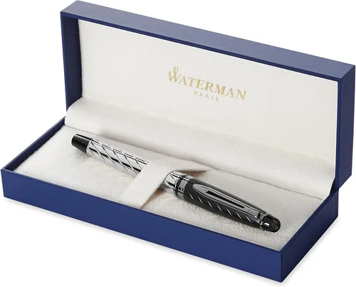 Vista 15 de Pluma estilográfica profesional de acero inoxidable con detalles dorados WATERMAN, Negro