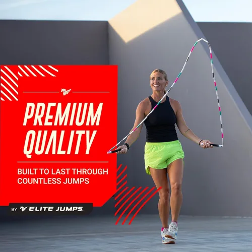 Vista 4 de Elite Jumps - Cuerda de saltar con cuentas pesadas - Cuerda de saltar con peso de 6.5 onzas para mujer - Duradero y resistente - Cuerda ajustable