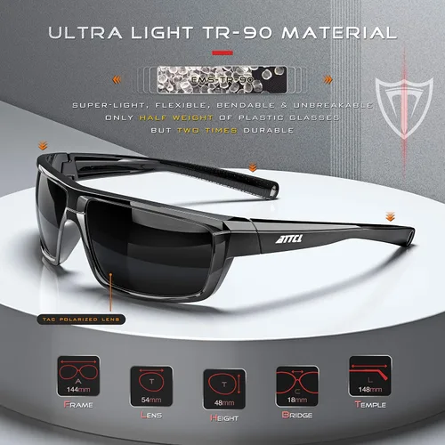 Vista 3 de ATTCL - Gafas de sol polarizadas para hombres - Gafas deportivas de pesca 100% protección UV