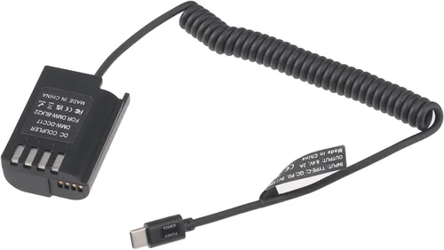 Vista 7 de FocusFoto USB 3.1 USB-C Tipo-C a DMW-BLK22/DMW-DCC17 Cable adaptador de alimentación de batería falsa decodificada para cámara Panasonic Lumix S5