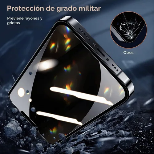 Vista 3 de Fotbor [Paquete de 3+3] Protector de pantalla de privacidad para iPhone 13 Pro Max con protector de lente de cámara, cobertura completa privada