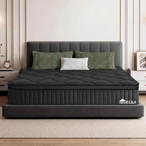 Vista 11 de Vipbear Colchón híbrido tamaño Queen de 10 pulgadas en caja con resortes individuales en bolsillo, espuma viscoelástica de sensación media firme