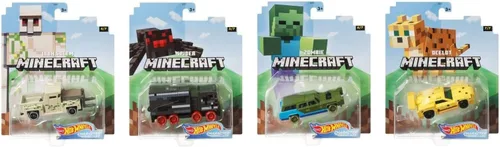 Vista 5 de Hot Wheels Juego completo de 7 personajes de videojuegos de Minecraft de 2020 1:64