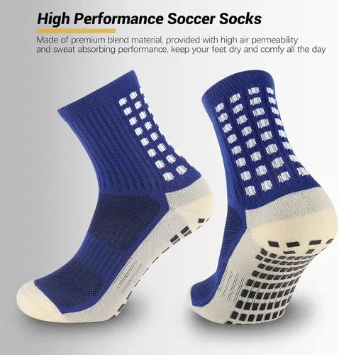 Vista 4 de Ultrafun 5 pares de calcetines de fútbol para hombre, calcetines de agarre acolchados antideslizantes para deportes de fútbol y baloncesto