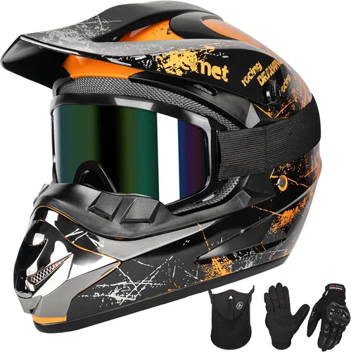 Vista 8 de Yesmotor - Casco de motocross para jóvenes, casco de motocicleta BMX, MX, cuatrimoto todoterreno, motocross, bicicleta de montaña, aprobado por