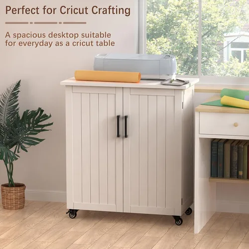 Vista 2 de GDLF Carrito de Manualidades Compatible con Máquina Cricut Mesa para Cricut con Gabinete de Almacenamiento Carrito Rodante con Cajones Diseñado