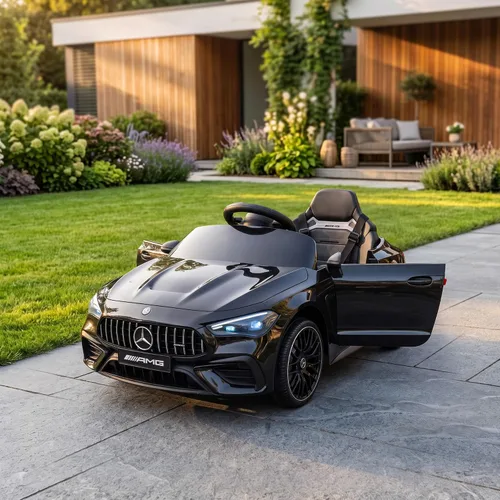 Vista 9 de Qaba Coche eléctrico de 12 V con licencia Mercedes AMG CLE 53 Ride On Car Negro