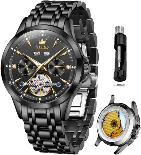 Vista 20 de OLEVS Automatic Watches for Men Luxury Skeleton Multi-Function Mechanical Watch Self Winding Date Waterproof Luminous Mens Watch