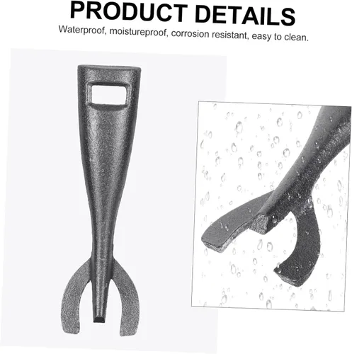 Vista 4 de Pinzas de hierro fundido Teppanyaki para barbacoa para asar y asar, soporte para placa de carne, resistente al calor, agarre de cocina con bordes