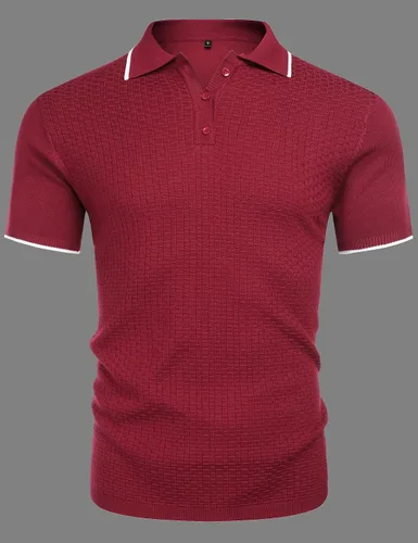 Vista 5 de URRU Polo de punto casual de manga corta para hombre
