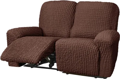 Vista 22 de vctops 4 fundas para sillas reclinables con textura de sirsaca a cuadros, suaves y elásticas, protector de muebles antideslizante con parte inferior