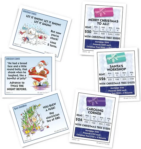 Vista 3 de Late for the Sky Juego de mesa Christmas-Opoly: juego de fiesta familiar para 2 a 6 jugadores, a partir de 8 años, juego festivo para coleccionar