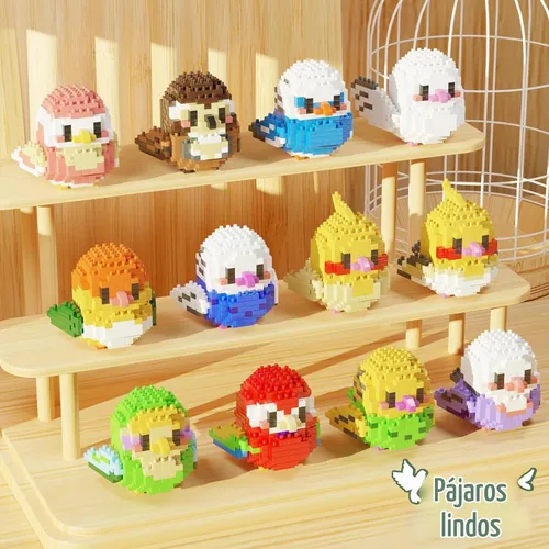 Vista 4 de Lindos juegos de bloques de construcción de loro micro mini no compatibles Pájaros