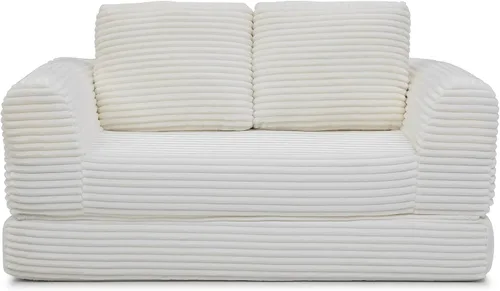 Vista 7 de 2-in-1 Folding Convertible Sofa Bed, Corduroy Sleeper Couch with 2*Pillows, Futon Modular Upholstered Boneless Loveseat with Pull-Out Bed, Folding