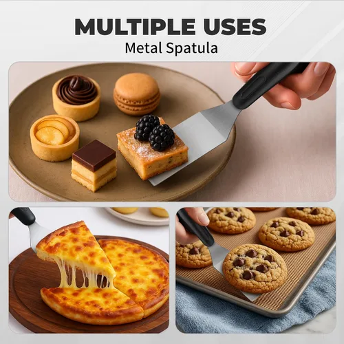 Vista 5 de Espátula pequeña, espátula de acero inoxidable, espátula de metal para cocinar con mango resistente al calor, espátulas de metal para uso