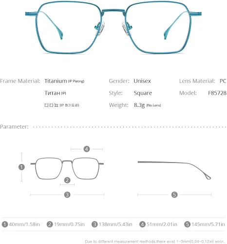 Vista 3 de FONEX Marco de lentes de titanio puro para hombre, anteojos cuadrados de gran tamaño, anteojos ópticos F85728