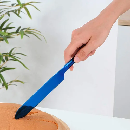 Vista 3 de Pastel de boda cuchillo y pala, Acero Inoxidable Rosa de Oro Espátula Herramienta de Hornear Torta Sever Mantequilla Cuchillos Para Pie/Pizza/Queso