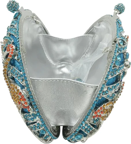 Vista 7 de Elegante flamenco embrague mujeres cristal noche monederos y bolsos lujo boda fiesta nupcial rhinestone bolsa