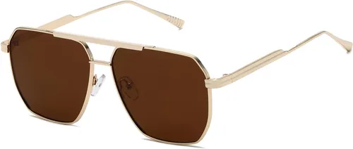 Vista 16 de kimorn Gafas de sol polarizadas para mujer y hombre, retro, de gran tamaño, cuadradas, vintage, clásicas, grandes, de metal, K1221
